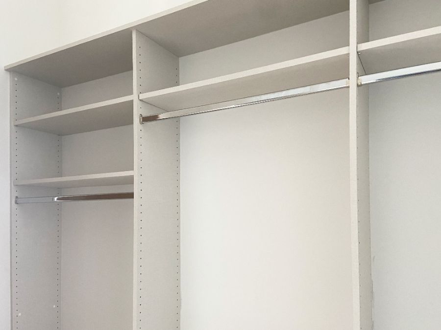 Long hanging rod with top shelf